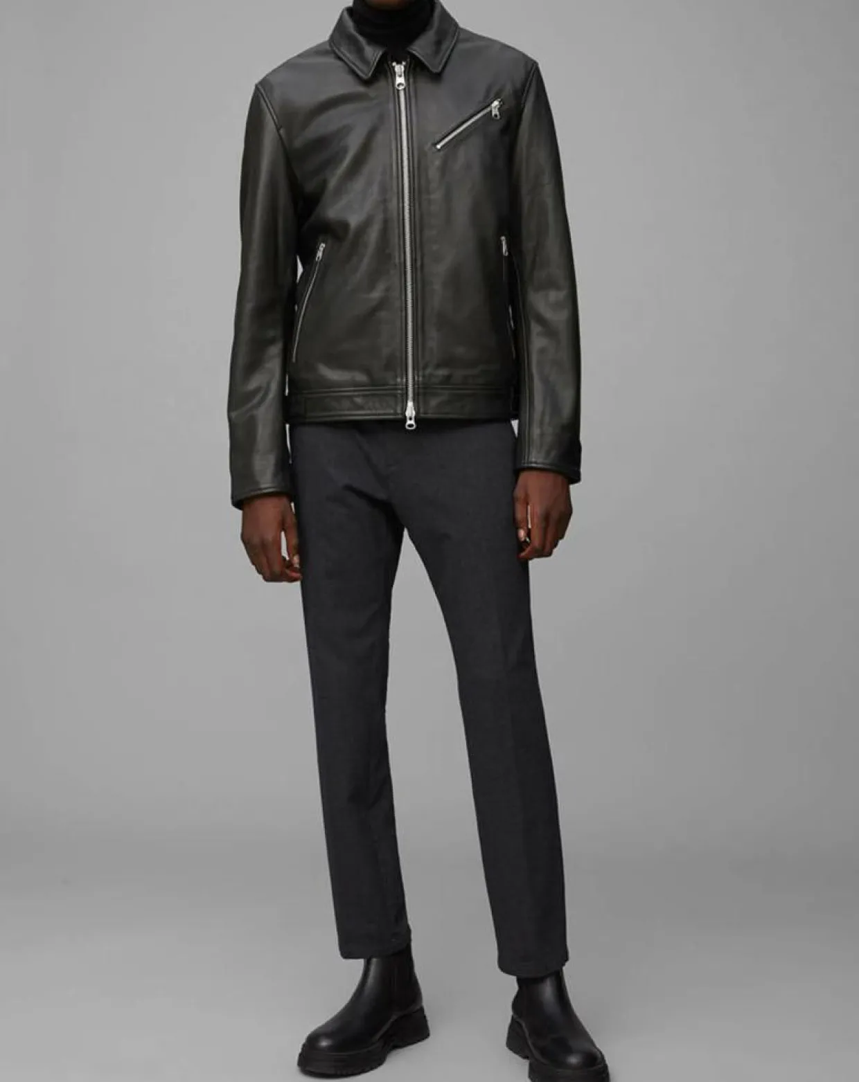 Perfecto en Cuir Grainé noir-Marc O'Polo Hot