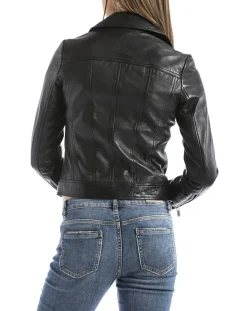 Femme Blue Wellford Vestes, Blousons^Perfecto en Cuir Loire noir