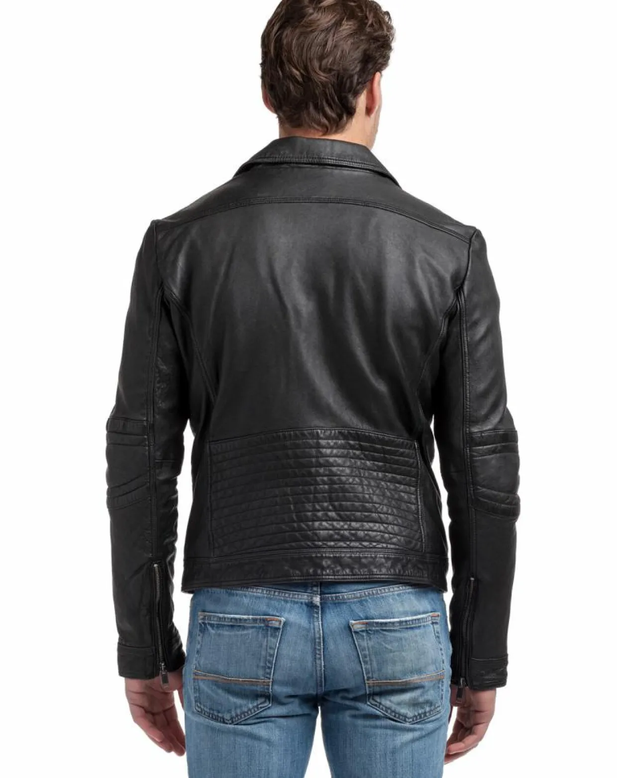 Homme Chyston Vestes, Blousons^Perfecto en Cuir Ross noir