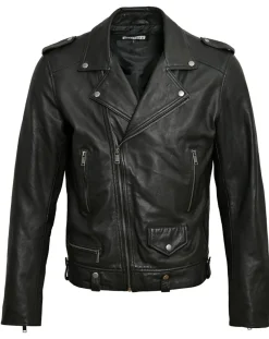 Homme Blue Wellford Vestes, Blousons^Perfecto en Cuir Tom noir