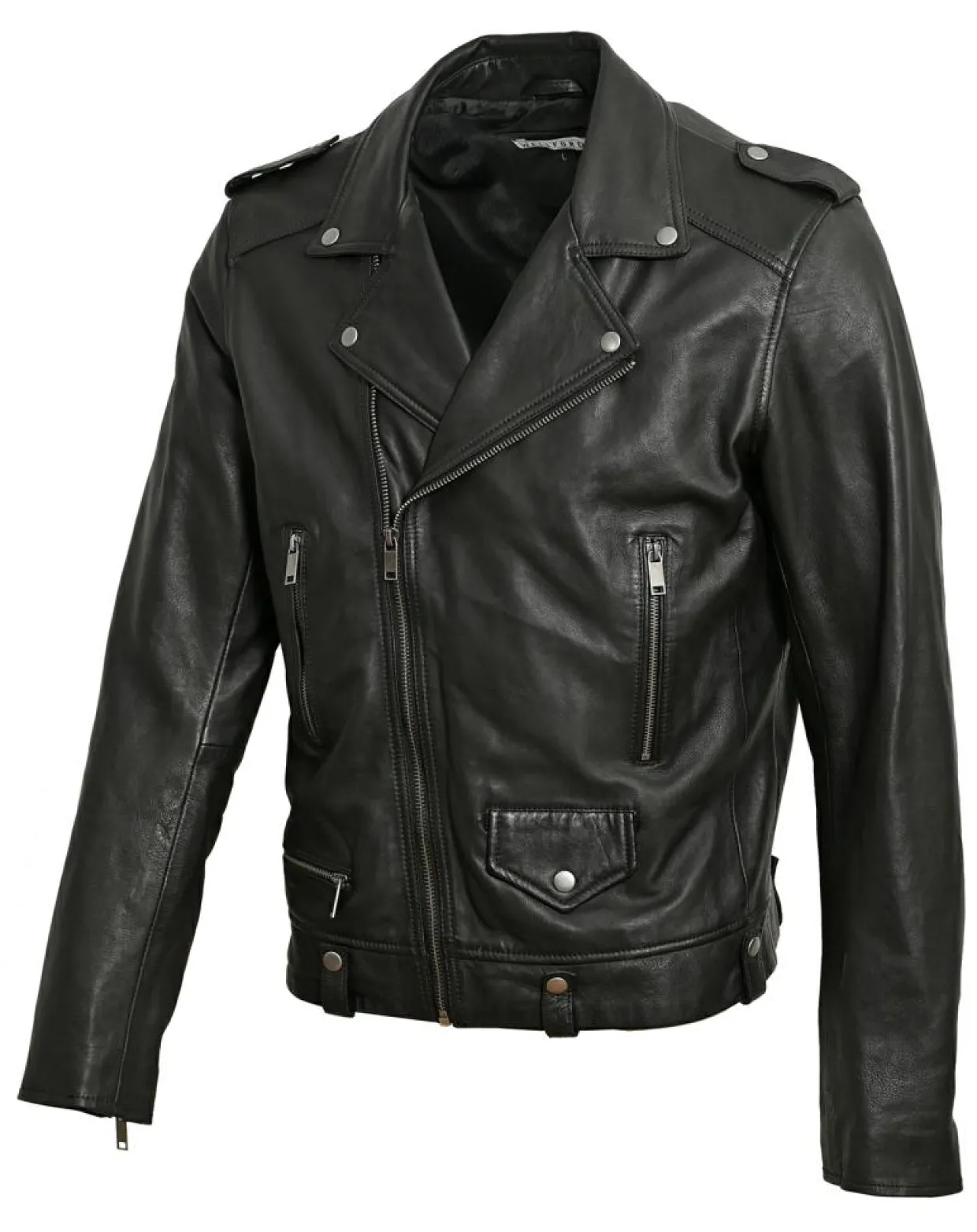 Homme Blue Wellford Vestes, Blousons^Perfecto en Cuir Tom noir