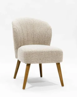 Perla - Chaise de repas en tissu beige au design incurvé-Uniqka Best