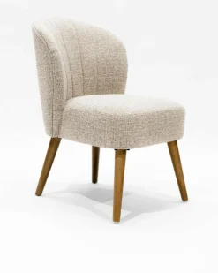 Perla - Chaise de repas en tissu beige au design incurvé-Uniqka Best