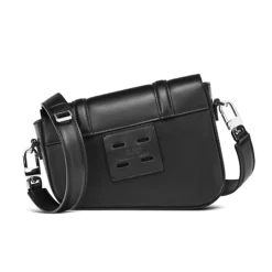 Petit Sac en Toile enduite & Cuir Bordeaux noir/blanc - 14x19x4.5 cm-Maison Faret Online