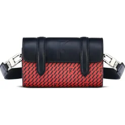 Femme Maison Faret Sacs^Petit Sac en Toile enduite & Cuir Cyclo rouge/noir - 10x17x17 cm