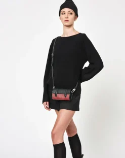 Femme Maison Faret Sacs^Petit Sac en Toile enduite & Cuir Cyclo rouge/noir - 10x17x17 cm