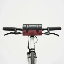 Femme Maison Faret Sacs^Petit Sac en Toile enduite & Cuir Cyclo rouge/noir - 10x17x17 cm