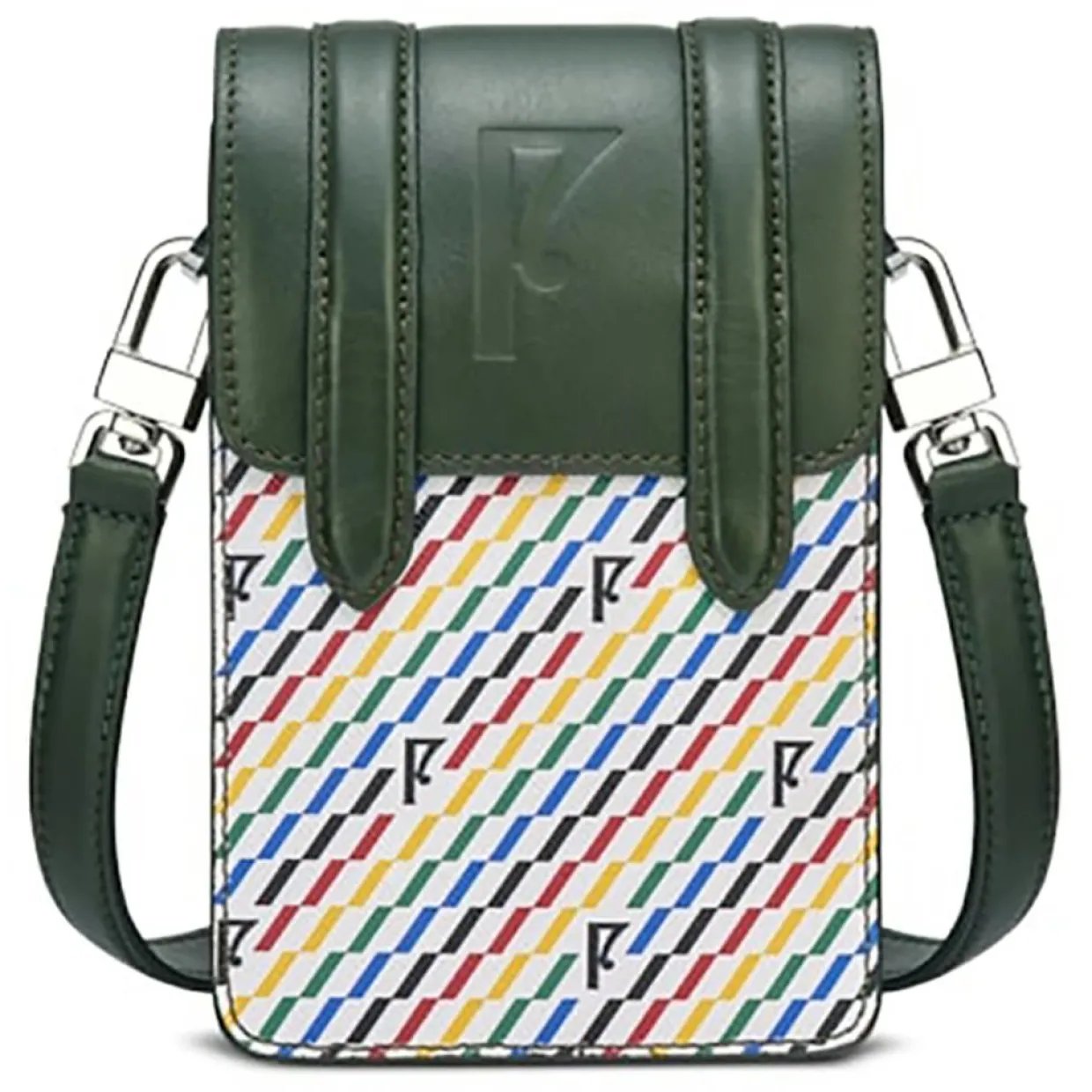 Femme Maison Faret Sacs^Petit Sac en Toile enduite & Cuir Arguin noir/multicolore - 18x11.5x3 cm