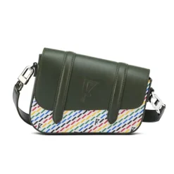 Petit Sac en Toile enduite & Cuir Bordeaux noir/multicolore - 14x19x4.5 cm-Maison Faret Outlet
