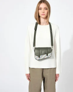 Petit Sac en Toile enduite & Cuir Bordeaux noir/multicolore - 14x19x4.5 cm-Maison Faret Outlet