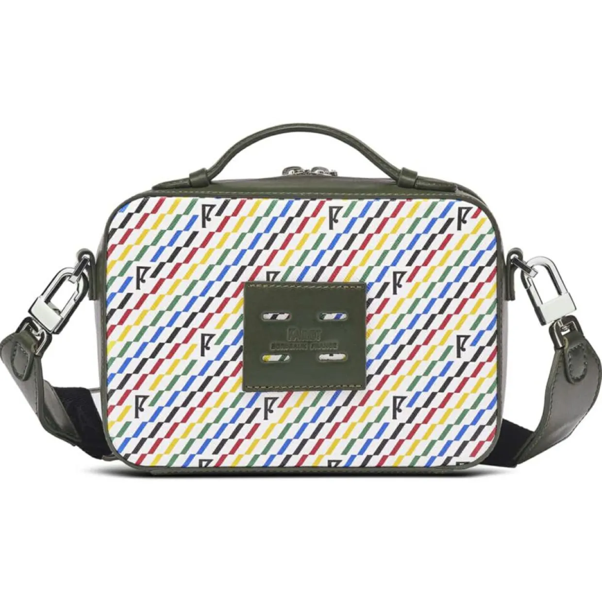 Petit Sac en Toile enduite Pyla vert/multicolore - 13x19x6.5 cm-Maison Faret Online