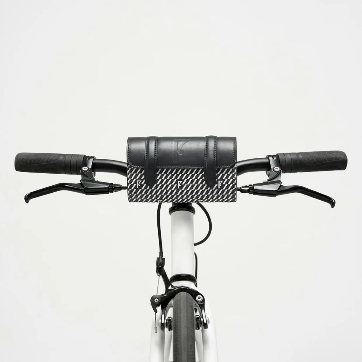 Femme Maison Faret Sacs^Petit Sac en Toile enduite & Cuir Cyclo noir/blanc - 10x17x4.5 cm