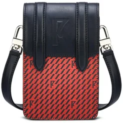 Femme Maison Faret Sacs^Petit Sac en Toile enduite & Cuir Arguin rouge/noir - 18x11.5x3 cm