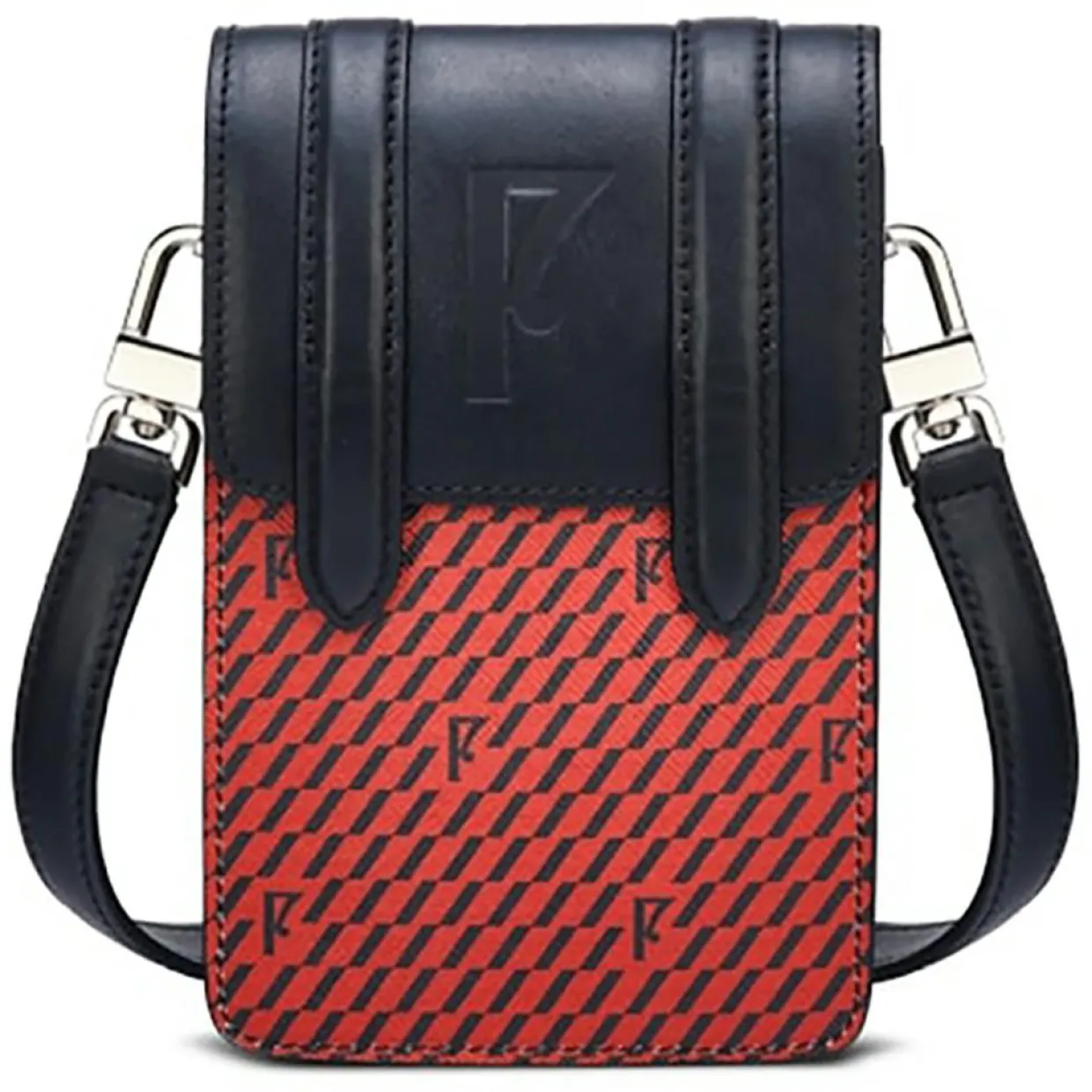 Femme Maison Faret Sacs^Petit Sac en Toile enduite & Cuir Arguin rouge/noir - 18x11.5x3 cm