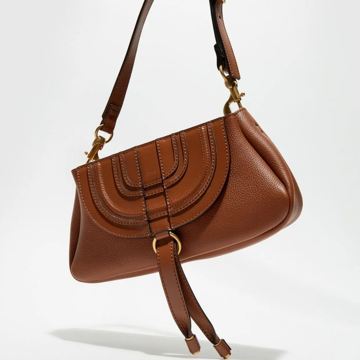 Femme Chloé Sacs^Petit sac porté épaule en Cuir Marcie marron - 20x20x9 cm