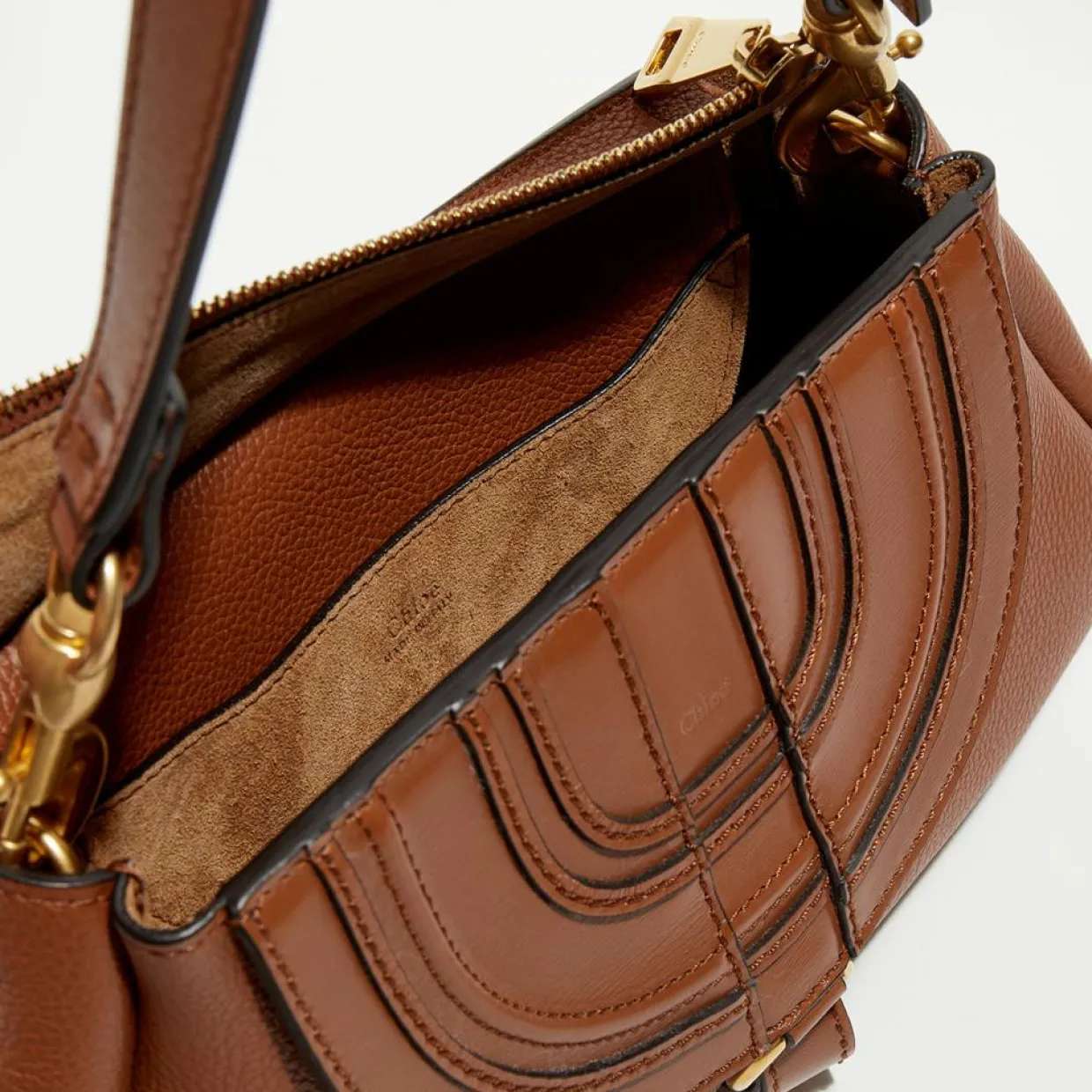 Femme Chloé Sacs^Petit sac porté épaule en Cuir Marcie marron - 20x20x9 cm