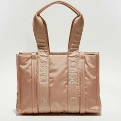 Petit tote bag Woody rose poudré - 26x20x8 cm-Chloé