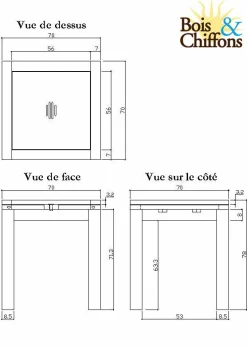 Bois & Chiffons Tables^Petite table à manger carrée allonge 70 Acacia Gordon Naturel - 70x70x78 cm
