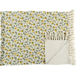 Home Deco Factory Plaids^Plaid à franges Bain de Soleil jaune/vert - 120x150cm