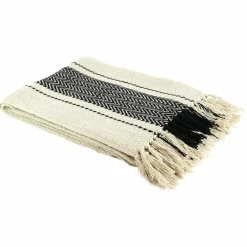 Home Deco Factory Plaids^Plaid berbère à rayure écru/noir - 150x120 cm