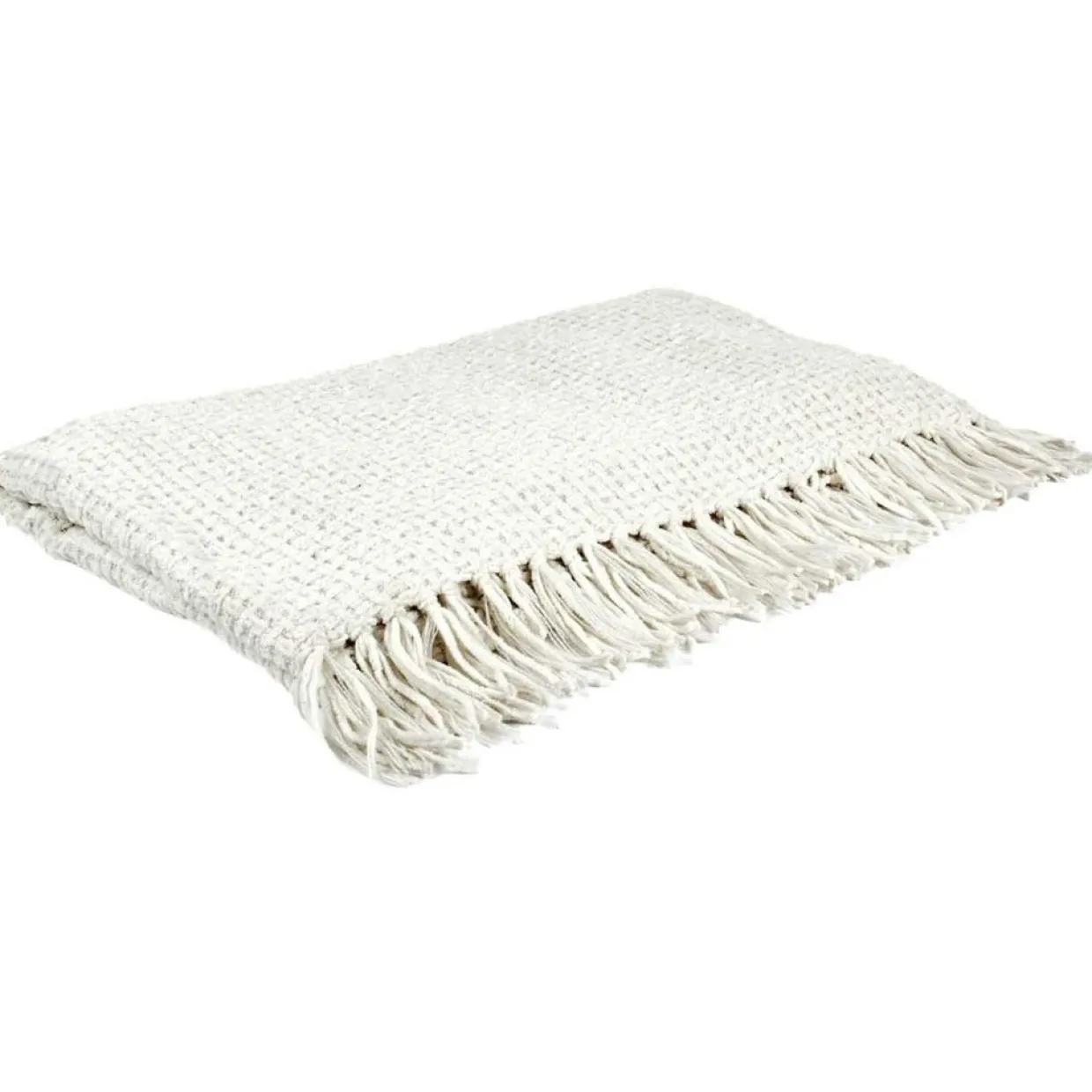 Plaid chenille gauffrée blanc - 125x150 cm-Home Deco Factory Clearance