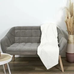 Home Deco Factory Plaids^Plaid embossé beige - 140x200 cm