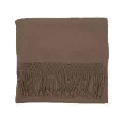 Bed and Philosophy Plaids^Plaid en coton & laine et détails macramé marron 90x200cm