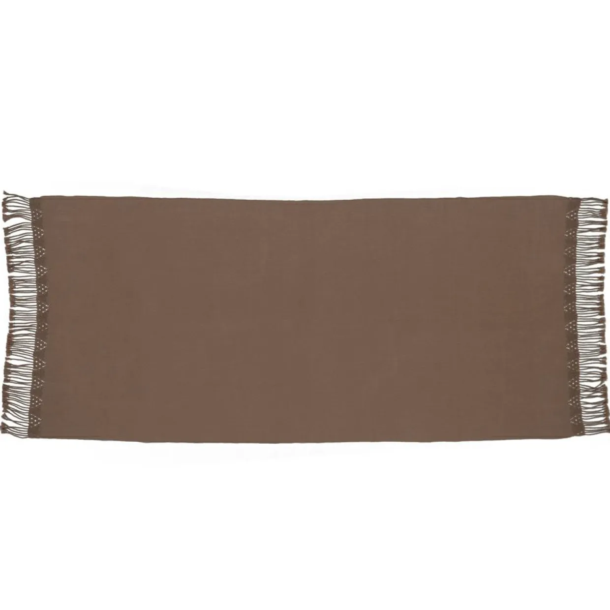 Bed and Philosophy Plaids^Plaid en coton & laine et détails macramé marron 90x200cm