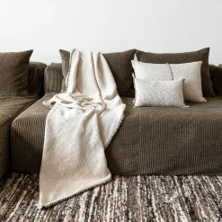 Bed and Philosophy Plaids^Plaid en coton flammé naturel 140x220cm