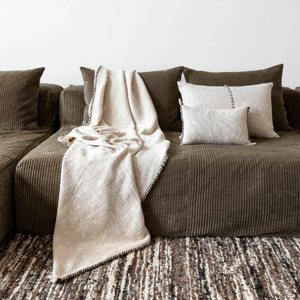 Bed and Philosophy Plaids^Plaid en coton flammé naturel 140x220cm
