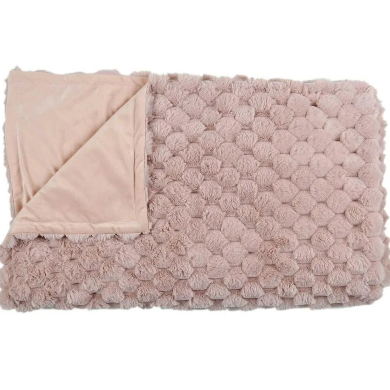 Plaid en fausse fourrure Opulence rose - 120x150 cm-Home Deco Factory Outlet