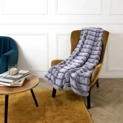 Plaid en fausse fourrure gris - 120x150 cm-Home Deco Factory Online