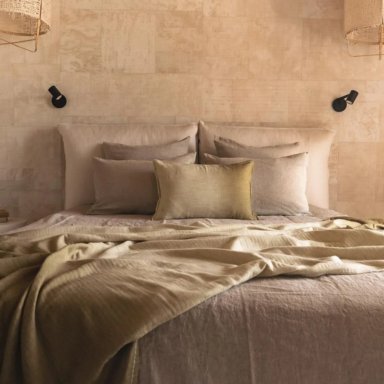 Bed and Philosophy Plaids^Plaid en laine et coton vert 140x220cm
