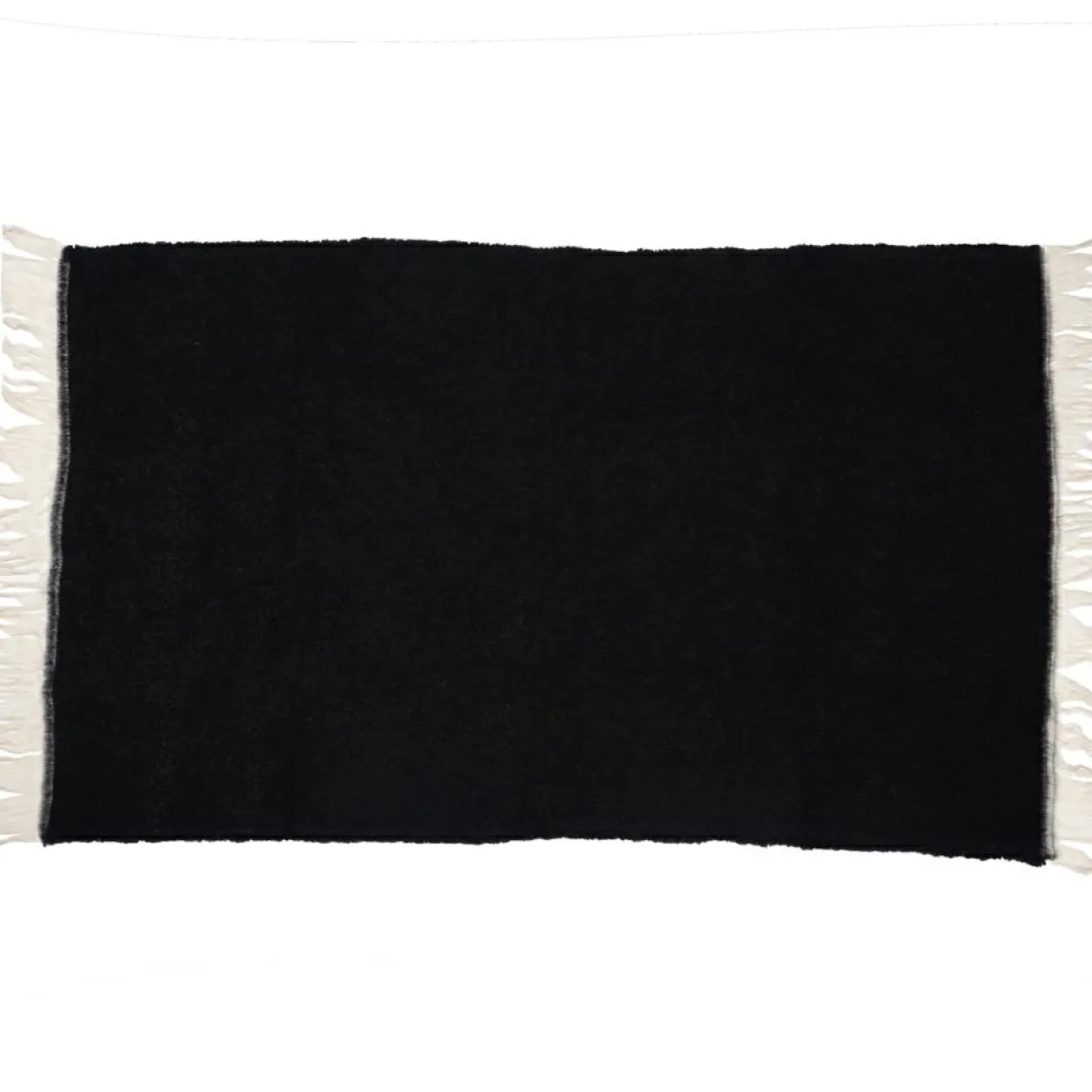 Bed and Philosophy Plaids^Plaid en laine finitions frangées noir 135x230cm