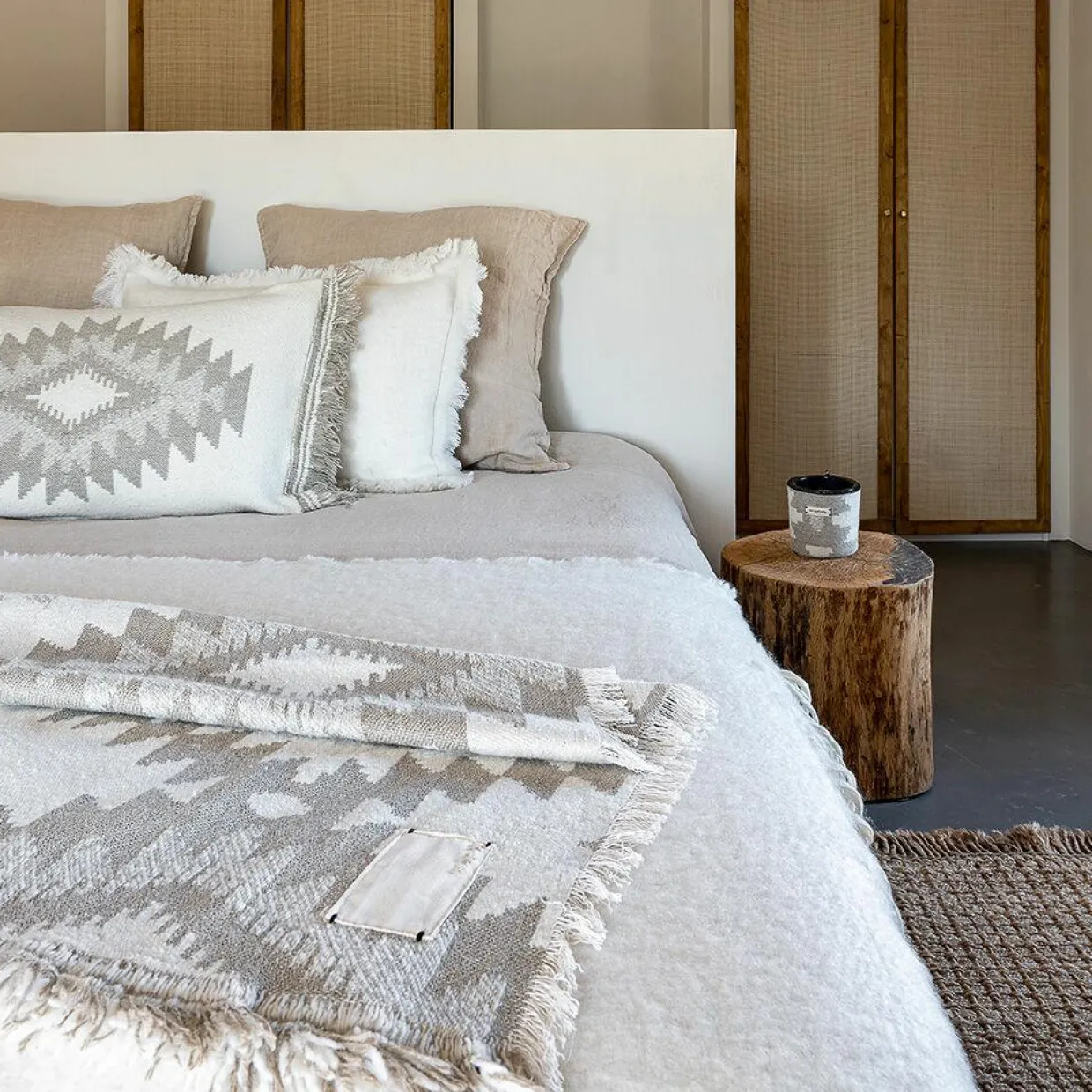 Bed and Philosophy Plaids^Plaid en laine motif kilim beige 140x200 cm
