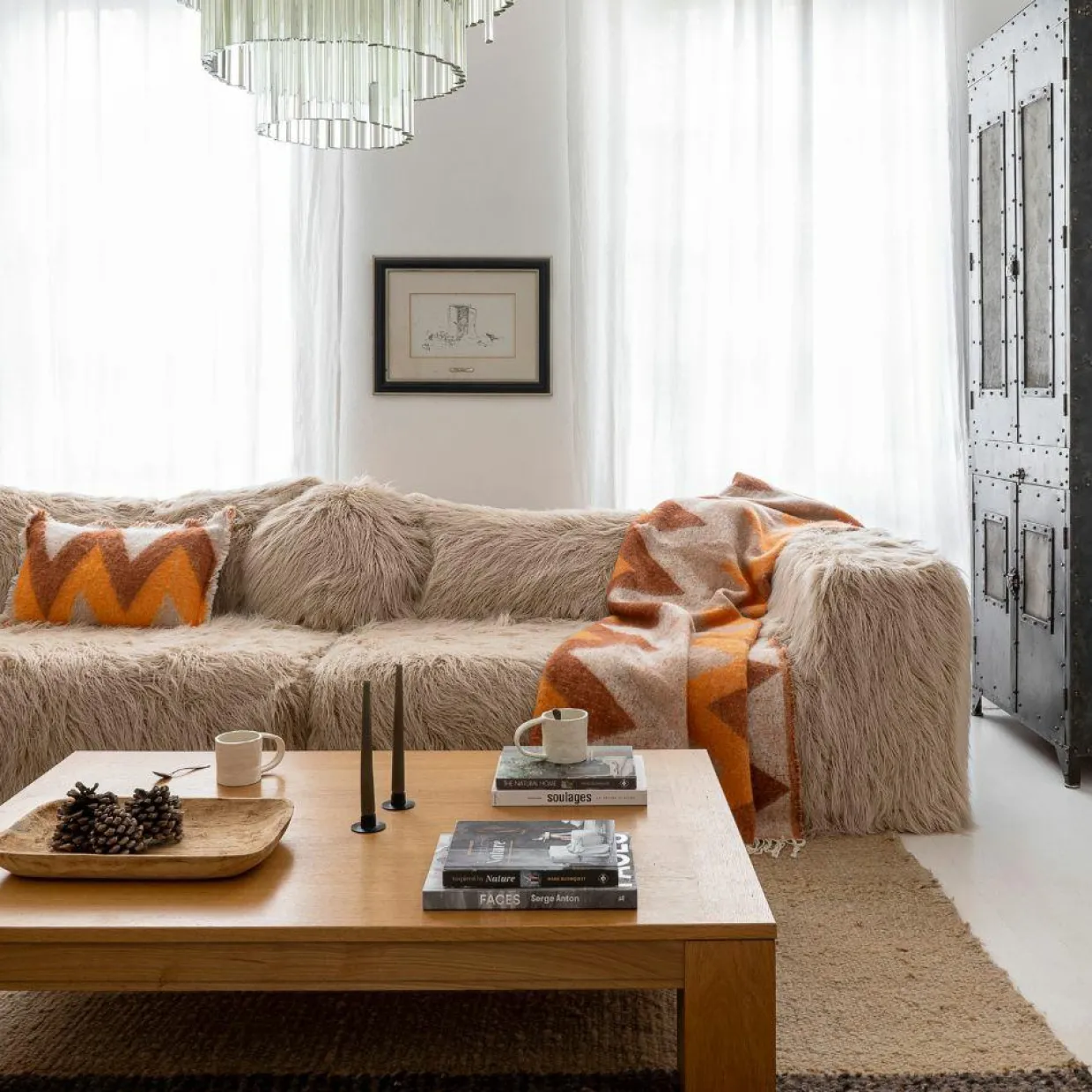 Bed and Philosophy Plaids^Plaid en laine motif 70s orange 135x230cm