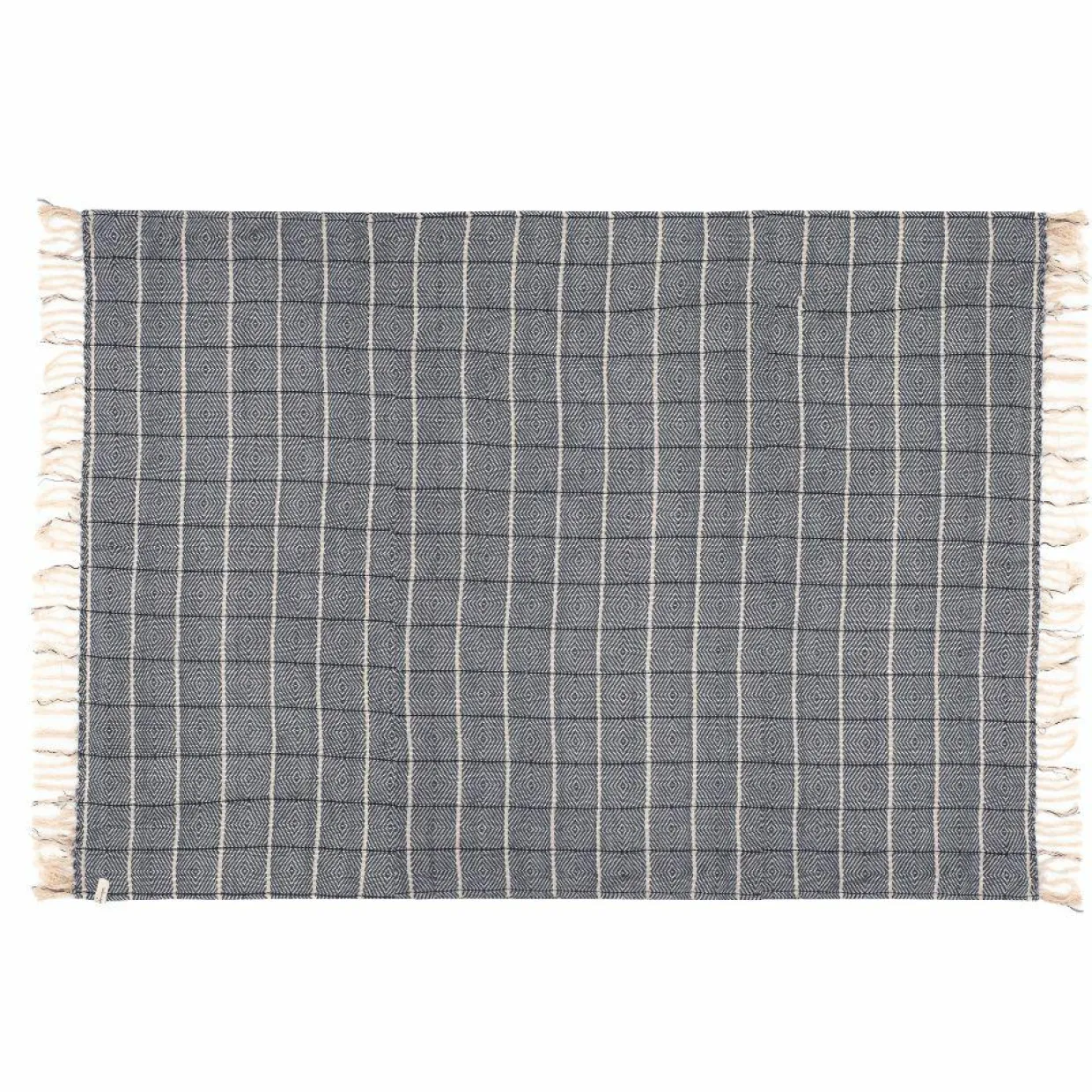 Plaid en lin et coton bleu 135x200cm-Bed and Philosophy Discount