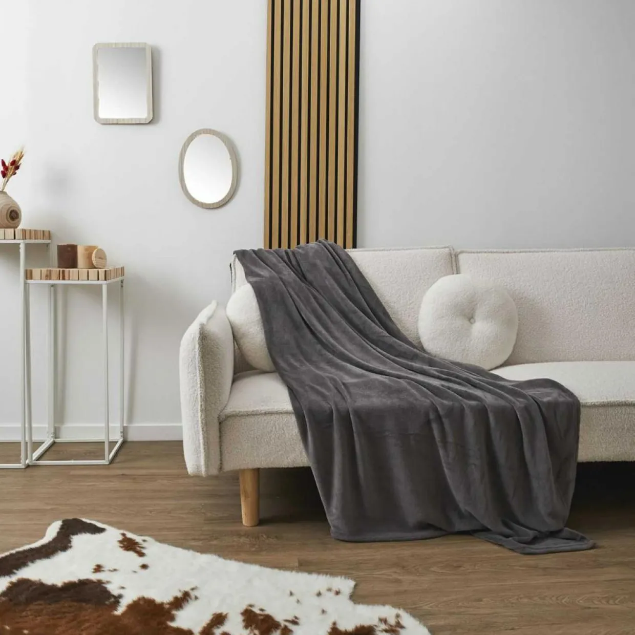 Home Deco Factory Plaids^Plaid en Microfibre gris foncé - 150x200 cm