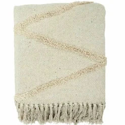 Plaid ethnique relief losange beige - 150x120 cm-Home Deco Factory Clearance