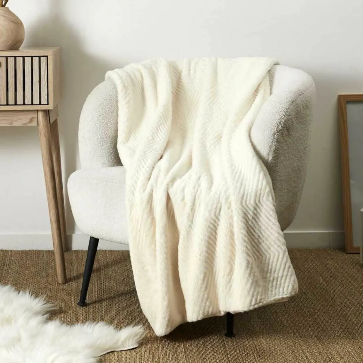 Home Deco Factory Plaids^Plaid fausse fourrure blanc - 120x150 cm