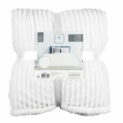 Plaid flanelle cotelé sherpa écru - 180x220 cm-Home Deco Factory Outlet
