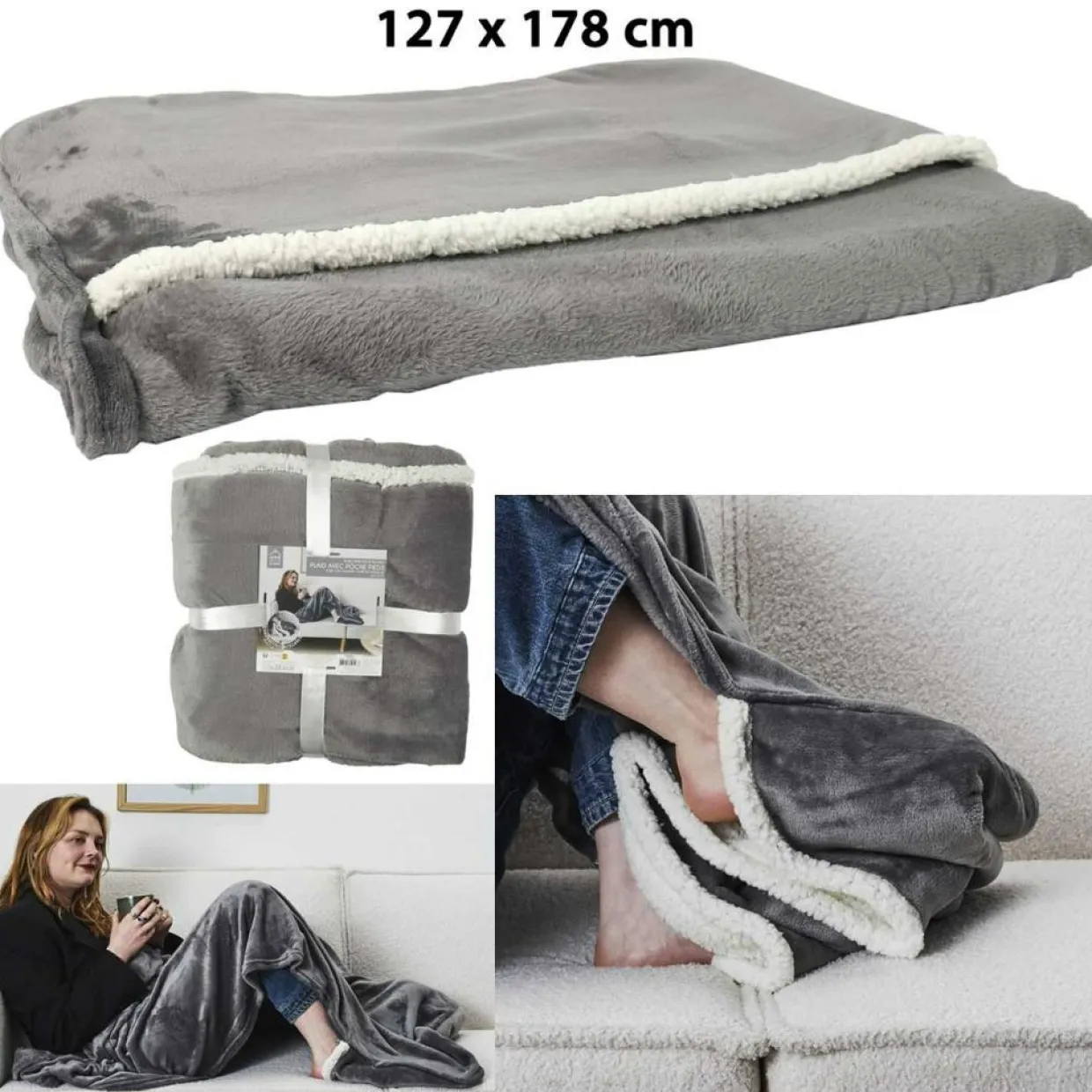 Plaid gris - 180x130 cm-Sensly Online