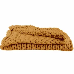 Plaid grosse maille chunky jaune - 150x120 cm-Home Deco Factory New