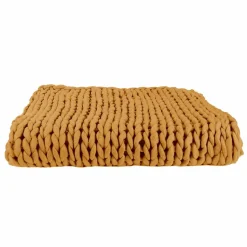 Plaid grosse maille chunky jaune - 150x120 cm-Home Deco Factory New