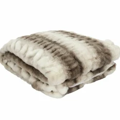 Plaid imitation fourrure luxury blanc/marron - 140x200 cm-Home Deco Factory New