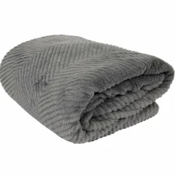 Plaid imitation fourrure sherpa gris - 140x200 cm-Home Deco Factory New