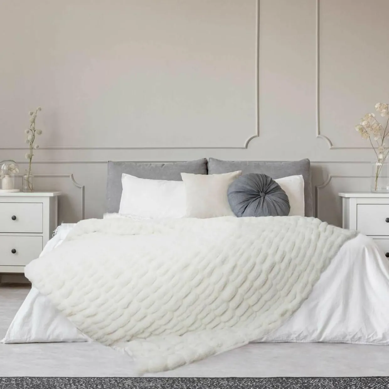 Plaid imitation fourrure luxury blanc - 140x200 cm-Home Deco Factory Outlet