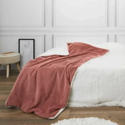 Home Deco Factory Plaids^Plaid imitation fourure et Sherpa rose - 140x200 cm