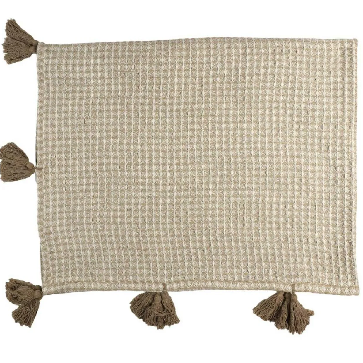 Plaid nid d'abeille beige/gris - 125x150 cm-Home Deco Factory Sale