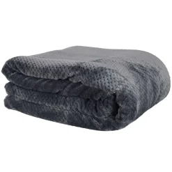 Home Deco Factory Plaids^Plaid nid d'abeille Sherpa XXL gris foncé - 180x220 cm